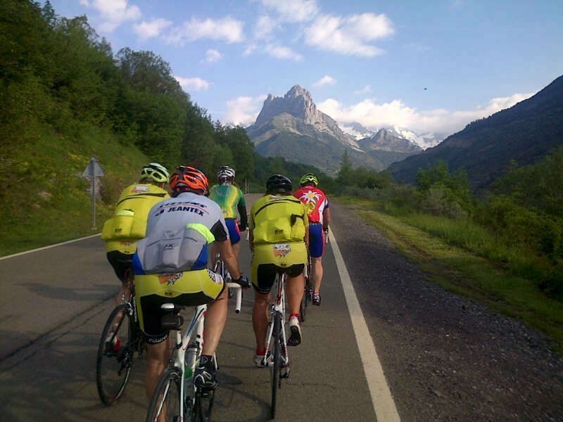 Cycling peloton on Biescas road